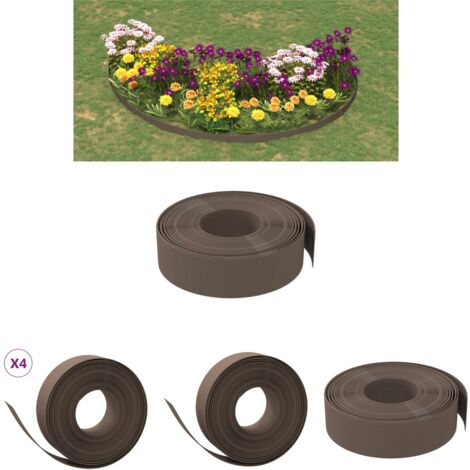 The Living Store Rasenkanten 4 Stk. Braun 10 m 15 cm Polyethylen - Beeteinfassungen