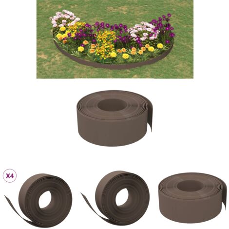 The Living Store Rasenkanten 4 Stk. Braun 10 m 20 cm Polyethylen - Beeteinfassungen