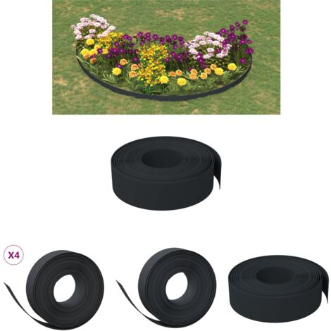 The Living Store Rasenkanten 4 Stk. Schwarz 10 m 15 cm Polyethylen - Beeteinfassungen
