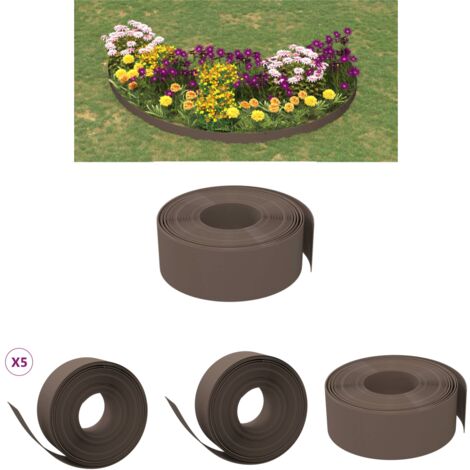 The Living Store Rasenkanten 5 Stk. Braun 10 m 20 cm Polyethylen -  Beeteinfassungen