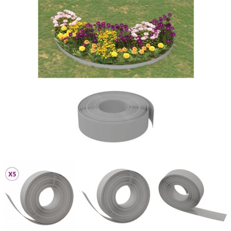 The Living Store Rasenkanten 5 Stk. Grau 10 m 15 cm Polyethylen - Beeteinfassungen