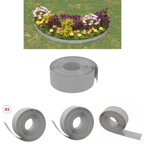 The Living Store Rasenkanten 5 Stk. Grau 10 m 20 cm Polyethylen - Beeteinfassungen