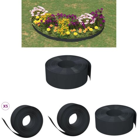 The Living Store Rasenkanten 5 Stk. Schwarz 10 m 20 cm Polyethylen - Beeteinfassungen
