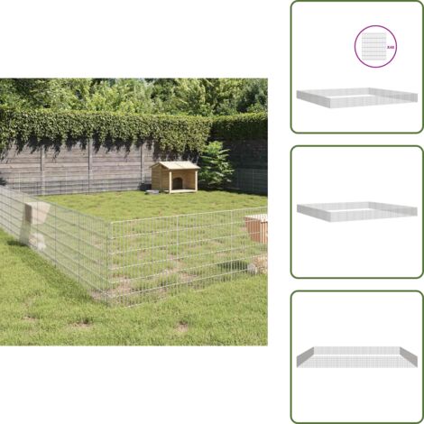 The Living Store Recinto corral animales 48 paneles hierro galvanizado 54x60 cm - Recinto para mascotas