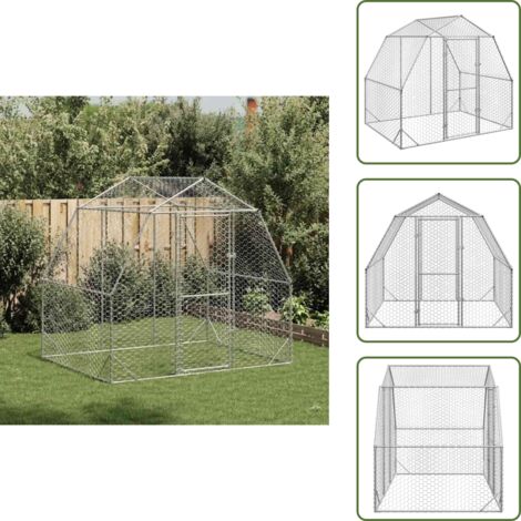 The Living Store Recinto per Polli 2,5x2x2,25 m in Acciaio Zincato - Recinto per galline