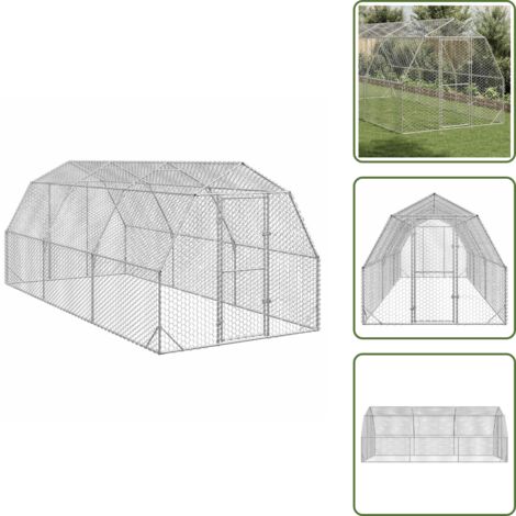 The Living Store Recinto per Polli 2,5x6x2,25 m in Acciaio Zincato - Recinto per galline