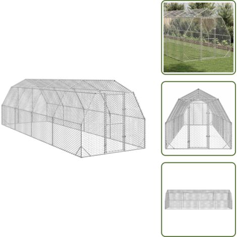 The Living Store Recinto per Polli 2,5x8x2,25 m in Acciaio Zincato - Recinto per galline