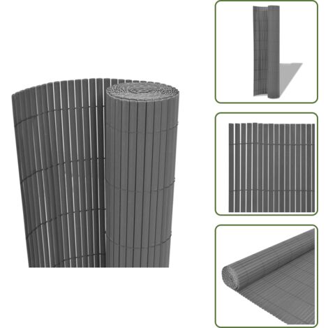 The Living Store Recinzione da Giardino a Doppio Lato in PVC 90x300 cm Grigia - Recinzione in PVC