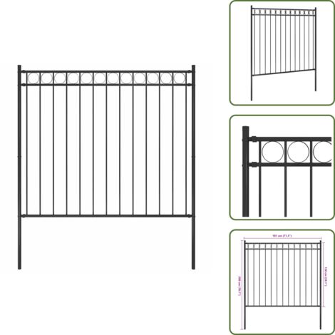The Living Store Recinzione da giardino Assen in acciaio 1,7x1,5 m nera - Recinzione in acciaio