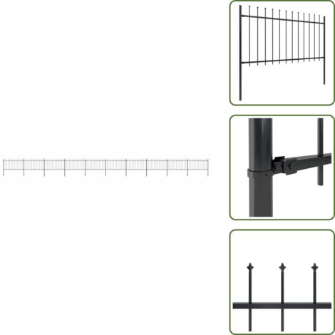 The Living Store Recinzione da Giardino con Punta a Lancia in Acciaio 1781,5x100 cm Nero - Recinzione in acciaio
