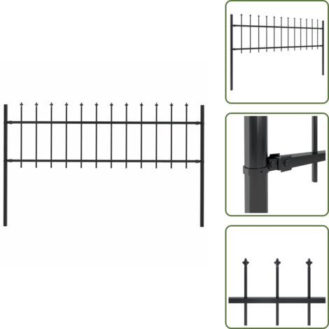 The Living Store Recinzione da Giardino Woerden con Punta a Lancia in Acciaio 181x60 cm Nero - Recinzione in acciaio