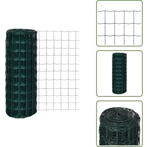 The Living Store Recinzione Europea in Acciaio 10 x 1,0 m Verde - Recinzione in acciaio
