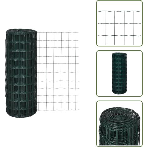 The Living Store Recinzione Europea in Acciaio 25 x 1,0 m Verde - Recinzione in acciaio