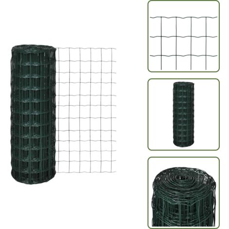 The Living Store Recinzione Europea in Acciaio 25 x 1,0 m Verde - Recinzione in acciaio