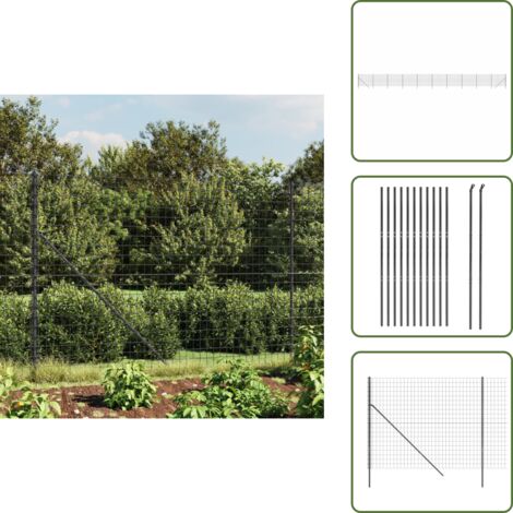 The Living Store Recinzione Metallica Antracite 1,4x25 m in Acciaio Zincato - Recinzione da giardino