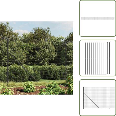 The Living Store Recinzione Metallica con Flangia Antracite 1,6x25 m - Recinzione da giardino