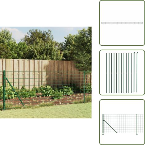 The Living Store Recinzione Metallica con Flangia Verde 1,1x25 m - Recinzione da giardino