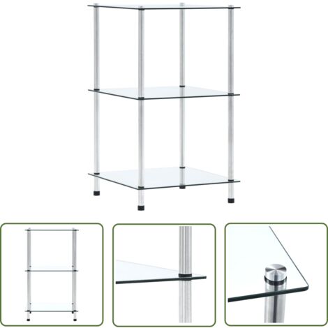 The Living Store Regal mit 3 Ablagen Transparent 40x40x67 cm Hartglas - Glasregal - Transparentes Regal - Regal Mit 3 Ablagen - Bücherregal - Sideboard