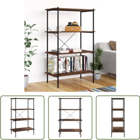 The Living Store Regal mit 4 Böden Schwarz und Natur 80x40x130 cm - Bücherregal - Regal Schwarz Natur - Stehregal - Wohnraumorganisation - Aufbewahrungssystem