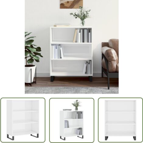 The Living Store Regalschrank Hochglanz-Weiß 69,5x32,5x90 cm Holzwerkstoff - Sideboard - Wohnwand - Regal - Etagere - Wohnzimmermöbel