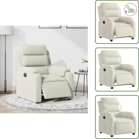 The Living Store Relaxsessel Elektrisch Creme Samt - Fernsehsessel - Elektrischer Sessel - Relaxsessel - Samt Sessel - Creme Sofa