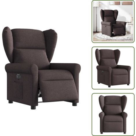 The Living Store Relaxsessel Elektrisch Dunkelbraun Stoff - Fernsehsessel
