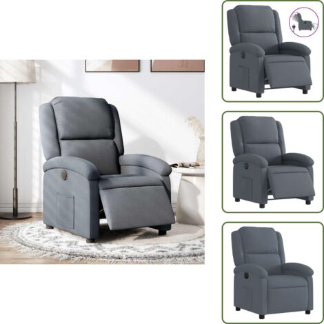 The Living Store Relaxsessel Elektrisch Dunkelgrau Samt - Fernsehsessel - Elektrischer Relaxsessel - Samt Sessel - Lounge Sessel - Bequeme Sessel