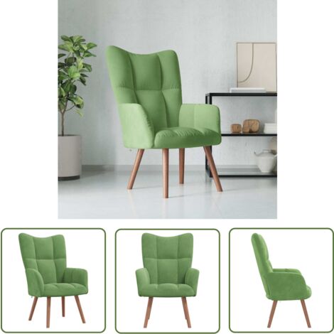 The Living Store Relaxsessel Hellgrün Samt - Sessel - Samt Sessel - Bequemes Sofa - Wohnzimmersofa - Lounge Chair