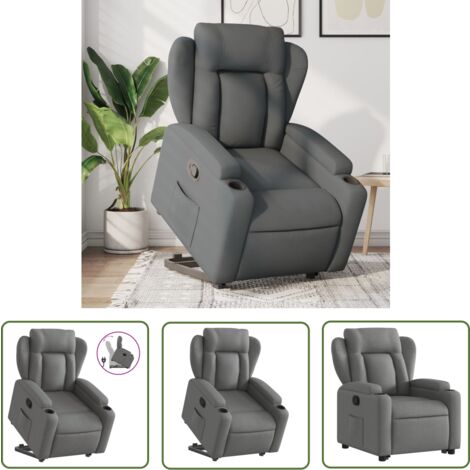 The Living Store Relaxsessel mit Aufstehhilfe Dunkelgrau Stoff - Relaxsessel - Fernsehsessel - TV-Sessel - Elektrischer Lift - Aufstehhilfe