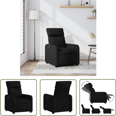 The Living Store Relaxsessel Schwarz Stoff - Komfortsessel - Relaxsessel - Lesesessel - Beistelltisch Mit Ablagefach - Fernsehsessel
