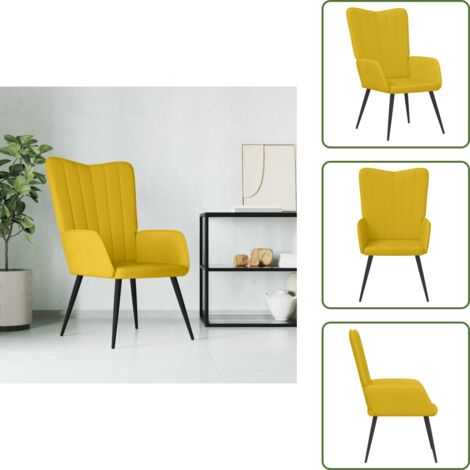 The Living Store Relaxsessel Senfgelb Samt - Sessel - Wohnzimmersessel - Relaxsessel - Samtsessel - Gelber Sessel