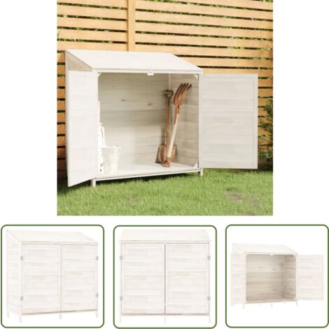 The Living Store Remise de jardin Blanc 102x52x112 cm Bois de sapin solide - Abris De Jardin - Remise De Jardin - Abri De Jardin Bois - Cabane De Jardin - Stockage Exterieur