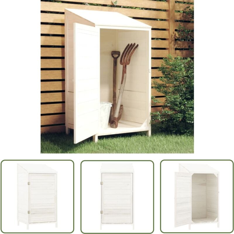 Remise de jardin Blanc 55x52x112 cm Bois de sapin solide - Abris De Jardin - Remise De Jardin - Abri De Jardin Bois - Cabane De Jardin - Stockage