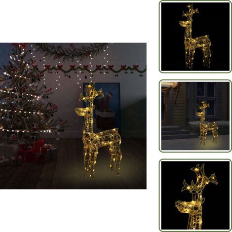 The Living Store Reno de Navidad 90 LEDs acrílico 60x16x100 cm - Reno de pie