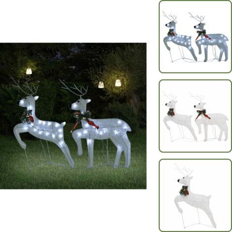 The Living Store Renos de Navidad 2 unidades 40 LED blanco - Iluminación navideña