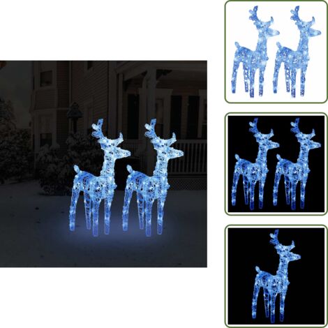 The Living Store Renos de Navidad 2 unidades 80 LED acrílico azul - Decoración navideña