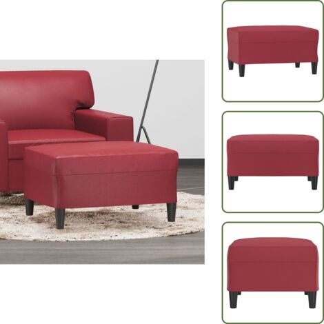 The Living Store Reposapiés de cuero sintético rojo tinto 70x55x41 cm - Reposapiés cuero sintético