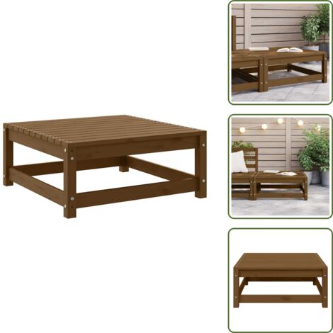 The Living Store Reposapiés de jardín madera maciza pino marrón miel 70x70x30 cm - Reposapiés de exterior