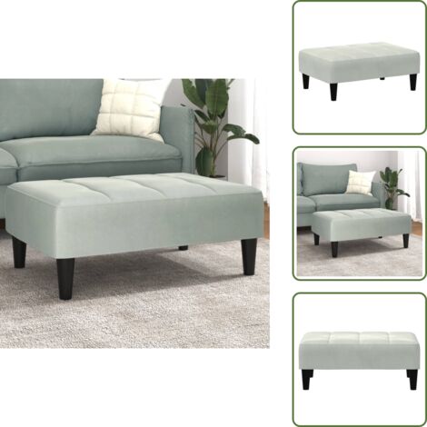 The Living Store Reposapiés de terciopelo gris claro 77x55x31 cm - Reposapiés