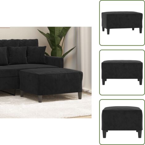 The Living Store Reposapiés de terciopelo negro 70x55x41 cm - Reposapiés