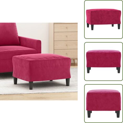 The Living Store Reposapiés de terciopelo rojo tinto 60x50x41 cm - Reposapiés de terciopelo