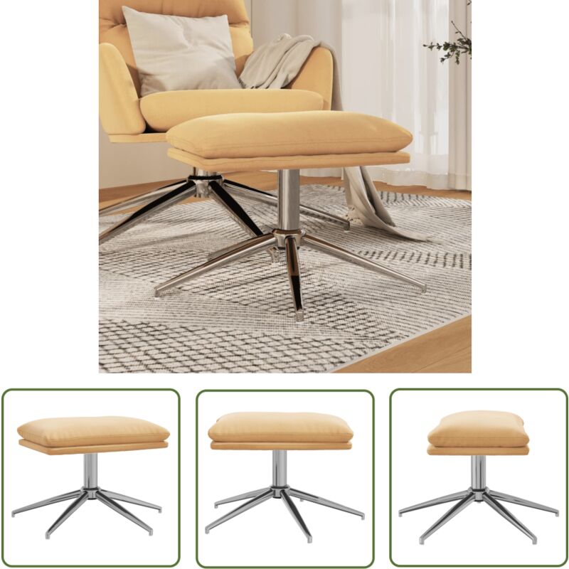 The Living Store Repose-pied Crème 60x60x35 cm Tissu microfibre - Tabouret - Repose-pied - Pouf - Design Moderne - Microfibre