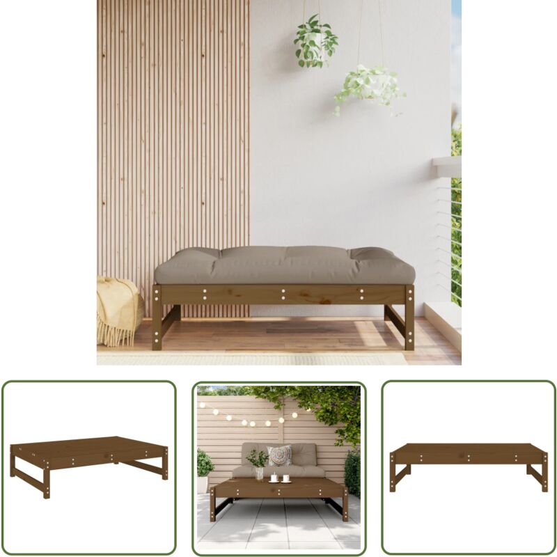 The Living Store Repose-pied de jardin 120x80 cm marron miel bois de pin massif - Pouf De Jardin - Repose Pied - Mobilier De Jardin - Chaise De