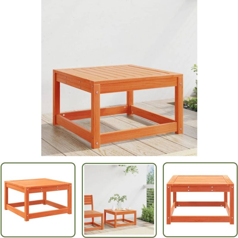 The Living Store - Repose-pied de jardin cire marron bois de pin massif - Canapé De Jardin - Mobilier De Jardin - Chaise Longue - Pouf Extérieur