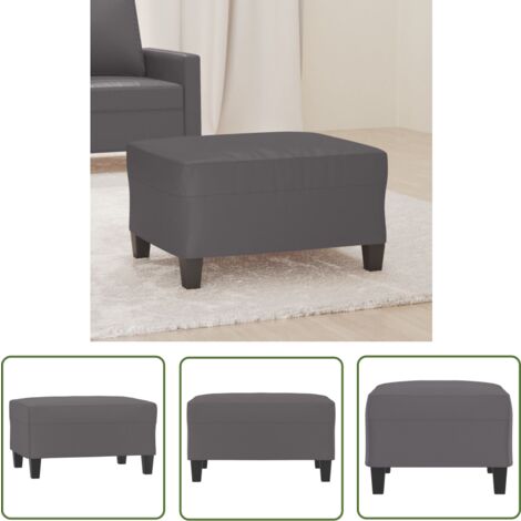 The Living Store Repose-pied Gris 70x55x41 cm Similicuir - Tabouret - Repose-pied - Pouf - Simili Cuir - Meuble Salon