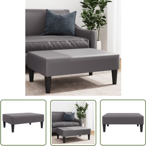 The Living Store Repose-pied gris 77x55x31 cm similicuir - Tabouret - Repose-pied - Pouf - Simili Cuir - Meuble Salon