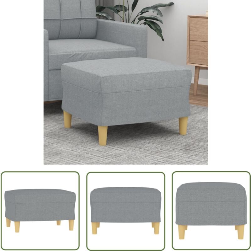 The Living Store Repose-pied Gris clair 60x50x41 cm Tissu - Tabouret - Repose-pied - Pouf - Meuble Salon - Décor Intérieur
