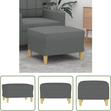 The Living Store Repose-pied Gris foncé 60x50x41 cm Tissu - Tabouret - Repose-pied - Pouf - Meuble Salon - Décor Intérieur