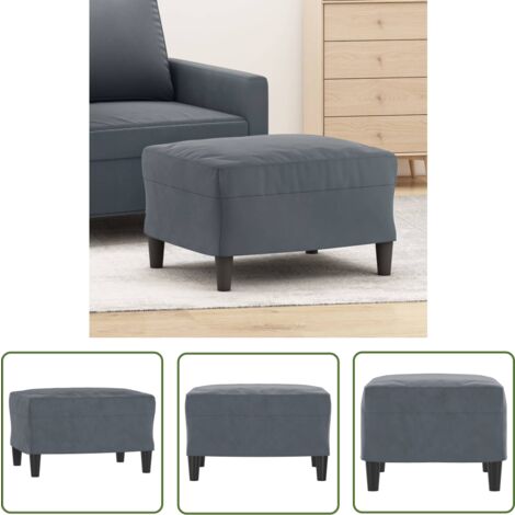 The Living Store Repose-pied Gris foncé 60x50x41 cm Velours - Tabouret - Repose-pied - Pouf - Velours - Gris Foncé