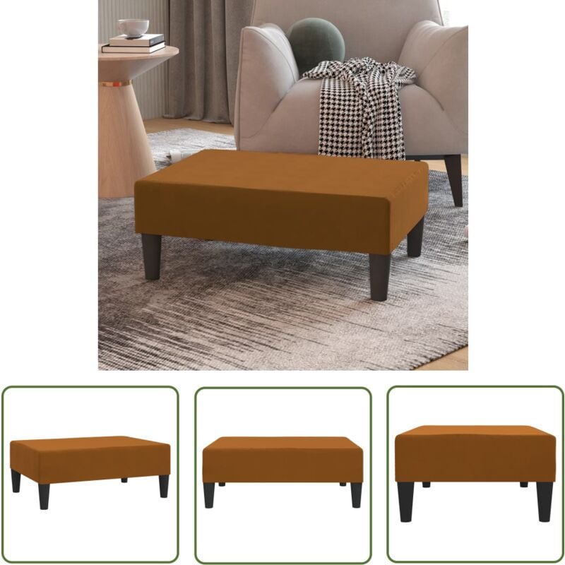 Repose-pied Marron 78x56x32 cm Velours - Pouf - Repose Pied - Fauteuil Pliable - Assise Confort - Meuble Salon - The Living Store
